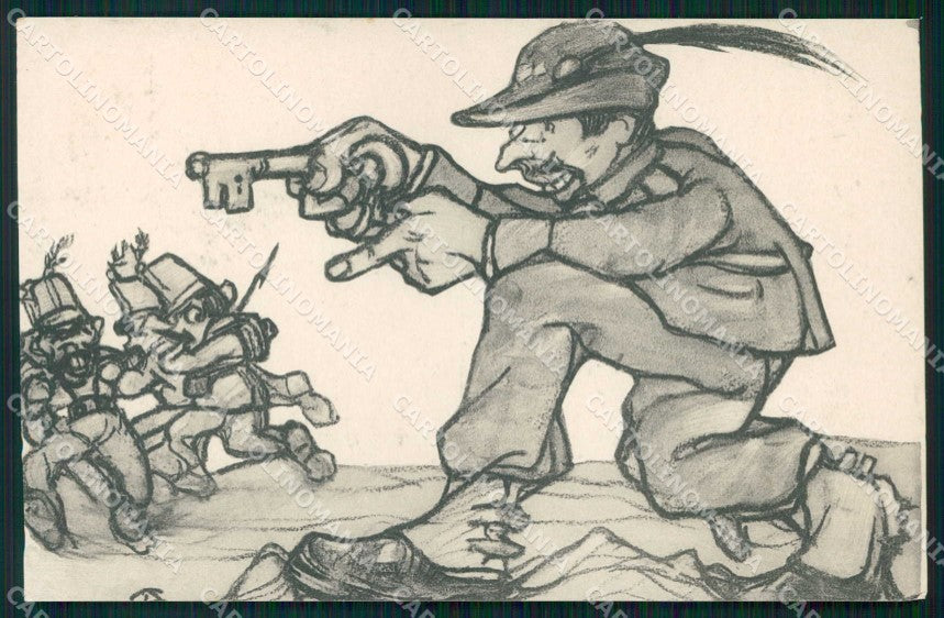 WWI WW1 Italian Propaganda Patriotic War Humor Anti Austrian Alpini CA cp XF8768 – fronte