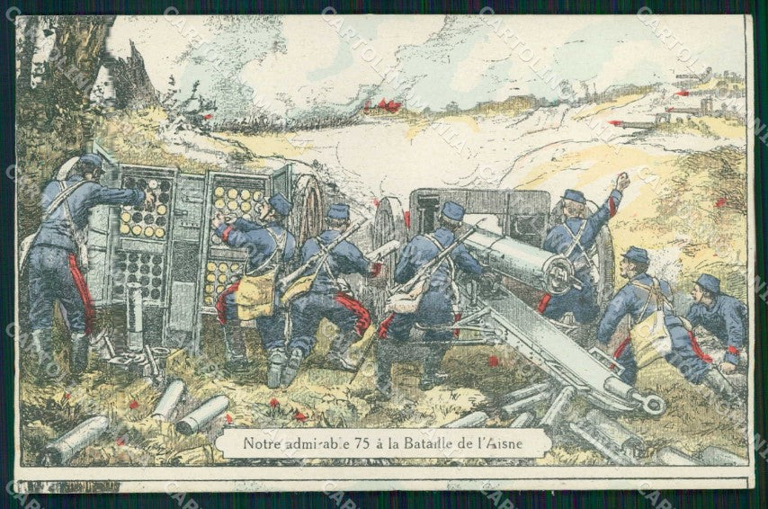 WWI WW1 Militari French Propaganda Bataille de Aisne cartolina XF8772 – fronte