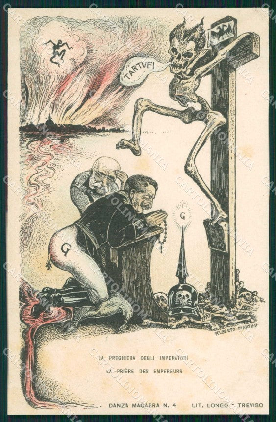 WW1 Propaganda A Martini Skeleton Kaiser La Danza Macabra serie I n. 4 cp XF8785 – fronte