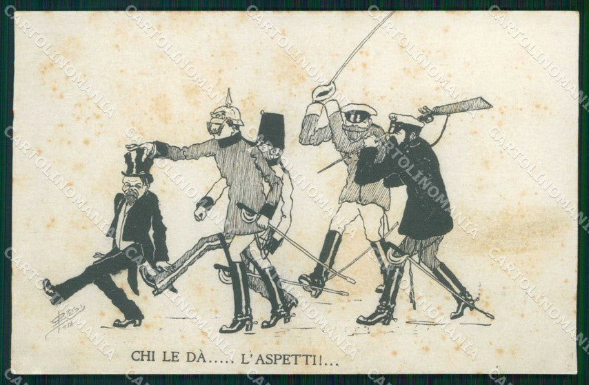 WWI WW1 Italian Propaganda Anti Kaiser Orsi MACCHIE cartolina XF8820 – fronte