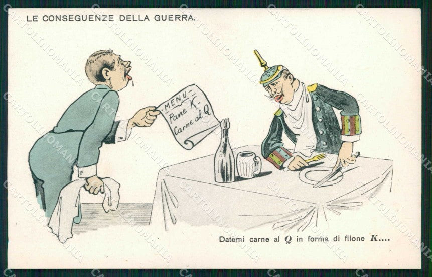 WWI WW1 Italian Propaganda War Humor Anti German Kaiser cartolina XF8839 – fronte