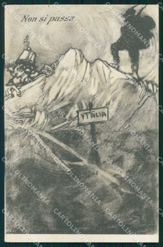 WWI WW1 Italian Propaganda Alpini Anti Kaiser Calcagnadoro cartolina XF8852 – fronte
