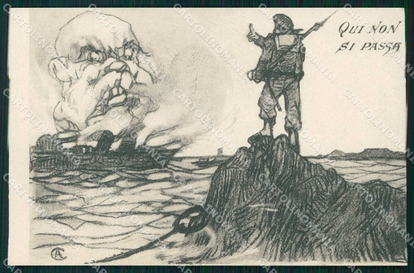 WWI WW1 Italian Propaganda Marina Militare Anti Kaiser Calcagnadoro cp XF8853 – fronte
