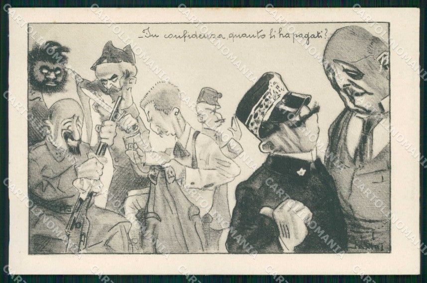 WWI WW1 Italian Propaganda Patriotic War Humor Savoia Malus cartolina XF8855 – fronte