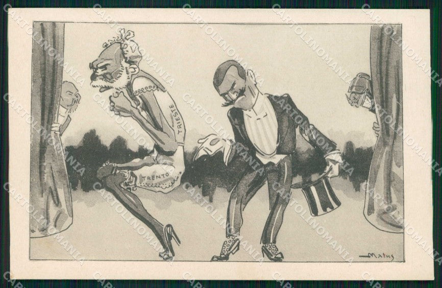 WWI WW1 Italian Propaganda Anti Kaiser Trento Trieste Savoia Malus cp XF8856 – fronte