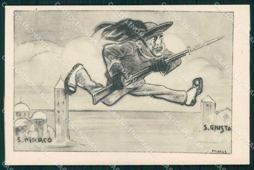WWI WW1 Italian Propaganda Venezia Trieste Bersaglieri Malus cartolina XF8859 – fronte