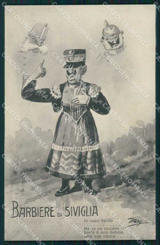 WWI WW1 Italian Propaganda Patriotic War Humor Anti Kaiser Savoia Dody cp XF8871 – fronte