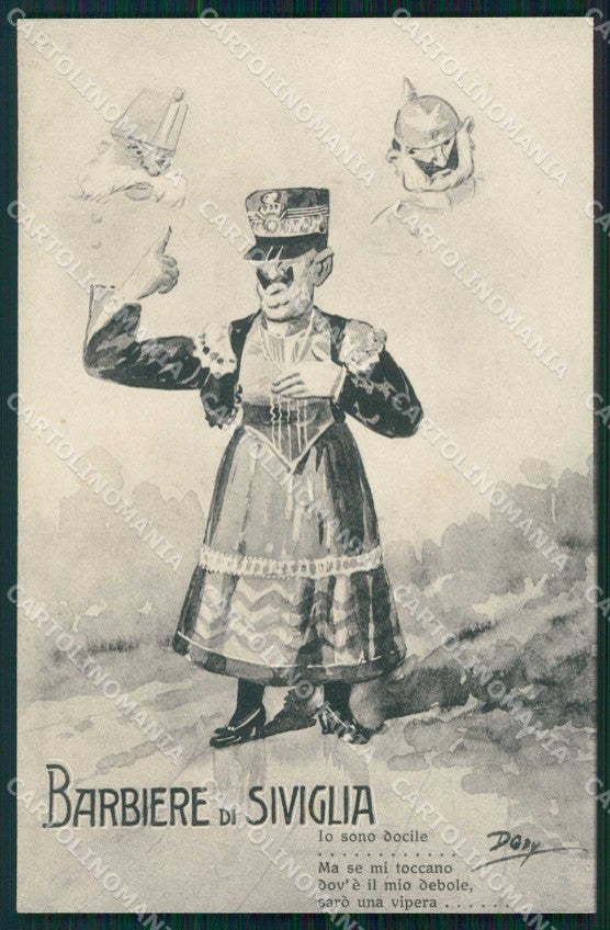 WWI WW1 Italian Propaganda Patriotic War Humor Anti Kaiser Savoia Dody cp XF8872 – fronte