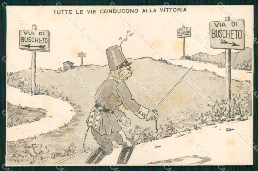 WWI WW1 Italian Propaganda Patriotic War Humor Anti Kaiser cartolina XF8874 – fronte