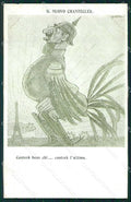 WWI WW1 Italian Propaganda Anti Kaiser Paris Chantecler Nasica ABRADED cp XF8877 – fronte