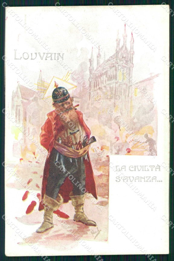 WWI WW1 Italian Propaganda Patriotic War Humor Anti German cartolina XF8917 – fronte