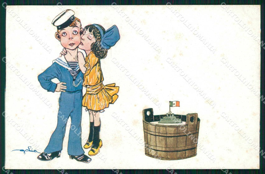 WWI WW1 Propaganda Patriotic War Humor Marina Militare Golia cartolina XF8970 – fronte