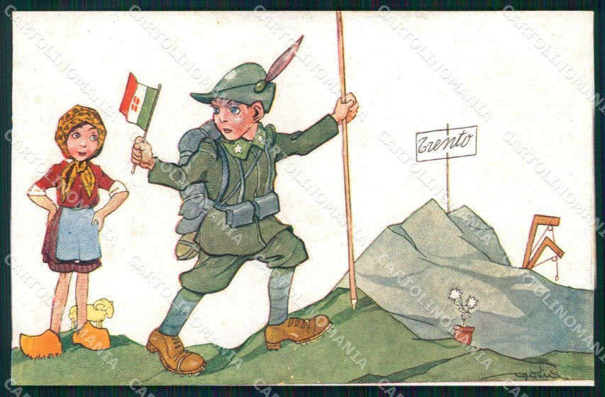 WWI WW1 Propaganda Trento Alpini Golia cartolina XF8974 – fronte