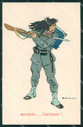 WWI WW1 Propaganda Bersaglieri Acciaio Italiano Bianchi cartolina XF8994 – fronte