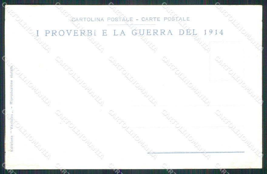 WWI WW1 Italian Propaganda Anti Kaiser Wilhelm II Proverbi cartolina XF8998 – retro