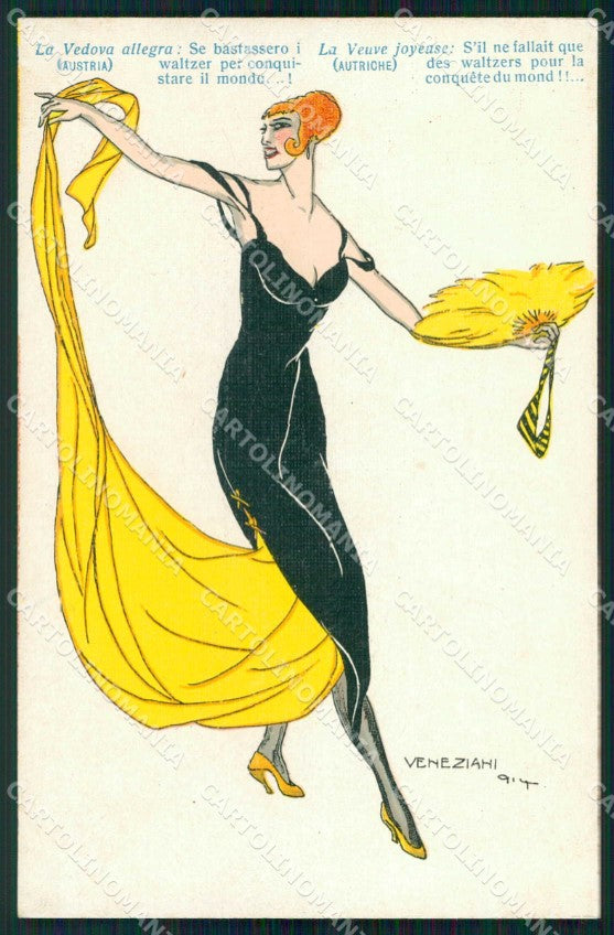 WWI WW1 Italian Propaganda Glamour Lady Veneziani cartolina XF9019 – fronte