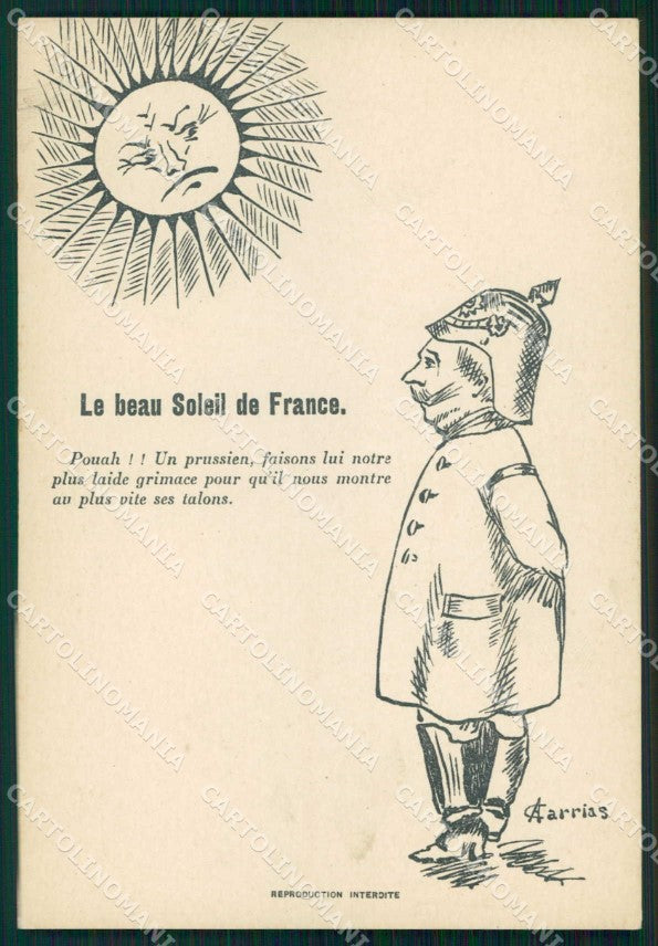 WWI WW1 French Propaganda Anti Kaiser Wilhelm II Carrias cartolina XF9040 – fronte