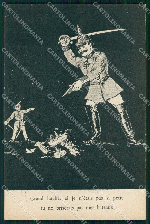 WWI WW1 French Propaganda Anti Kaiser Wilhelm II cartolina XF9041 – fronte