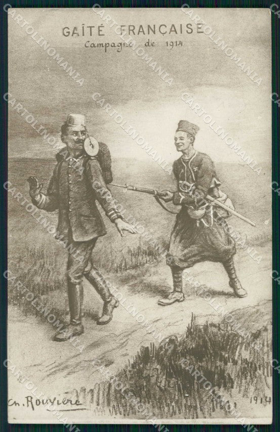 WWI WW1 French Propaganda Patriotic War Humor Rouviere cartolina XF9046 – fronte