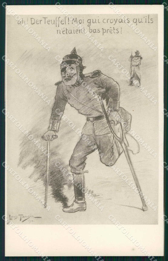 WWI WW1 French Propaganda Anti German L. Tauzin cartolina XF9048 – fronte