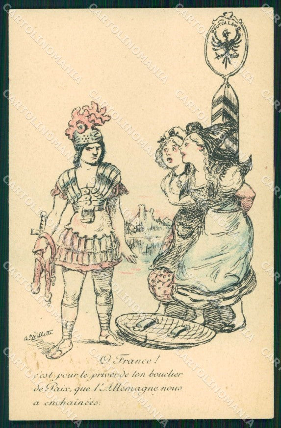 WWI WW1 French Propaganda Alsace Willette cartolina XF9057 – fronte