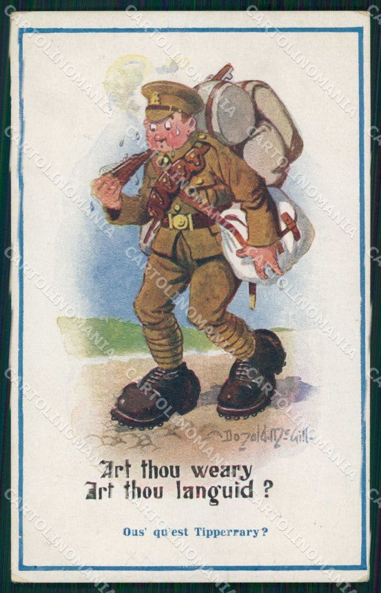 WWI WW1 French British Propaganda Soldier Donald McGill cartolina XF9077 – fronte