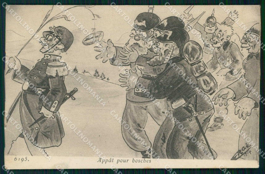 WWI WW1 French British Propaganda Anti German Ergé cartolina XF9079 – fronte