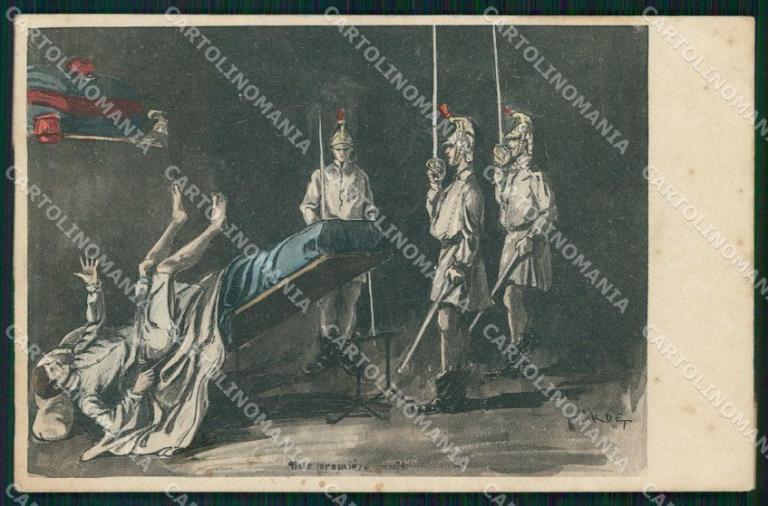 Militari Francia Cavalleria Lancieri F. Cerdet CREASED cartolina XF9085 – fronte