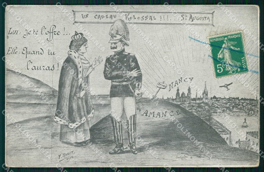 WWI WW1 French Propaganda Anti Kaiser Wilhelm II F. Ragot cartolina XF9088 – fronte