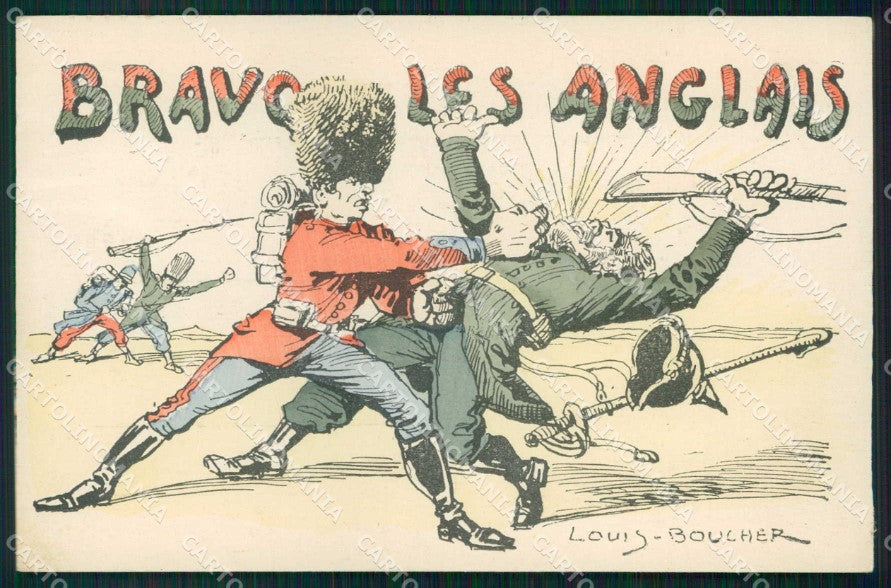 WWI WW1 French Propaganda Anti German Louis Boucher CREASES cp XF9089 – fronte