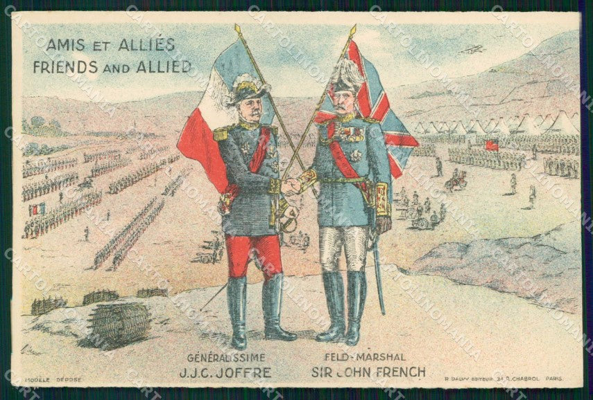 WWI WW1 French British Propaganda Joffre French Allies cartolina XF9091 – fronte