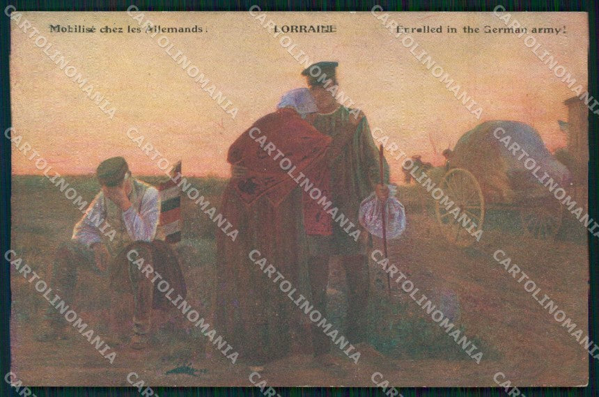 WWI WW1 French Propaganda Lorraine Anti German cartolina XF9098 – fronte