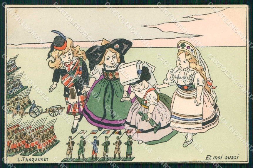 WWI WW1 French Propaganda Children L. Tanquerey cartolina XF9101 – fronte