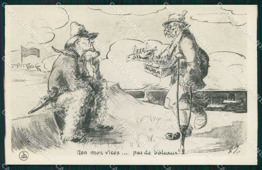 WWI WW1 French Propaganda American Cowboy R. Boby cartolina XF9102 – fronte