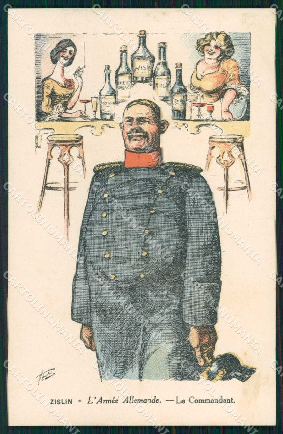 WWI WW1 French Propaganda Anti German Zislin cartolina XF9109 – fronte