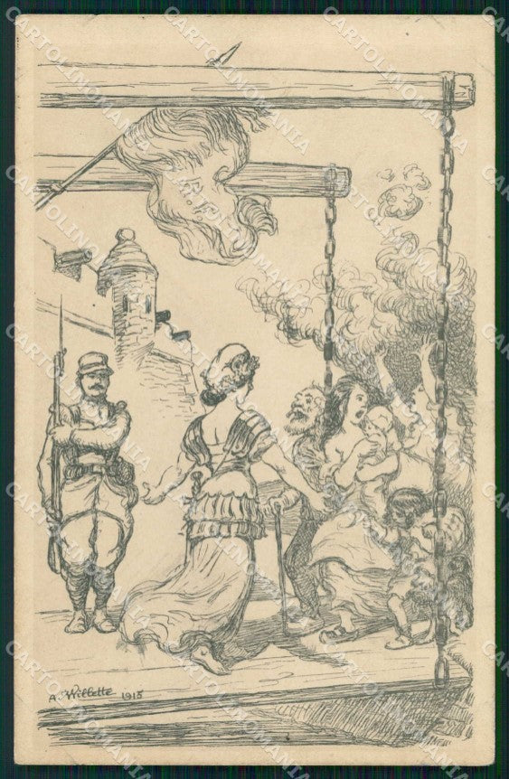 WWI WW1 French Propaganda A. Willette cartolina XF9124 – fronte