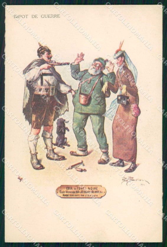 WWI WW1 French Propaganda Anti German Bernard Louis Borione cartolina XF9132 – fronte