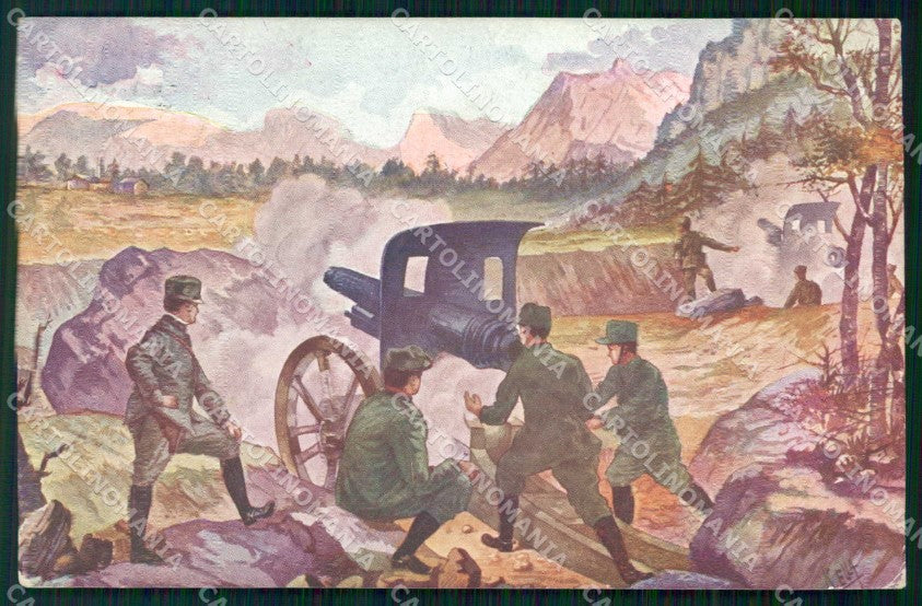 WWI WW1 Italian Propaganda Artiglieria Isonzo Soldati Kella cartolina XF9159 – fronte