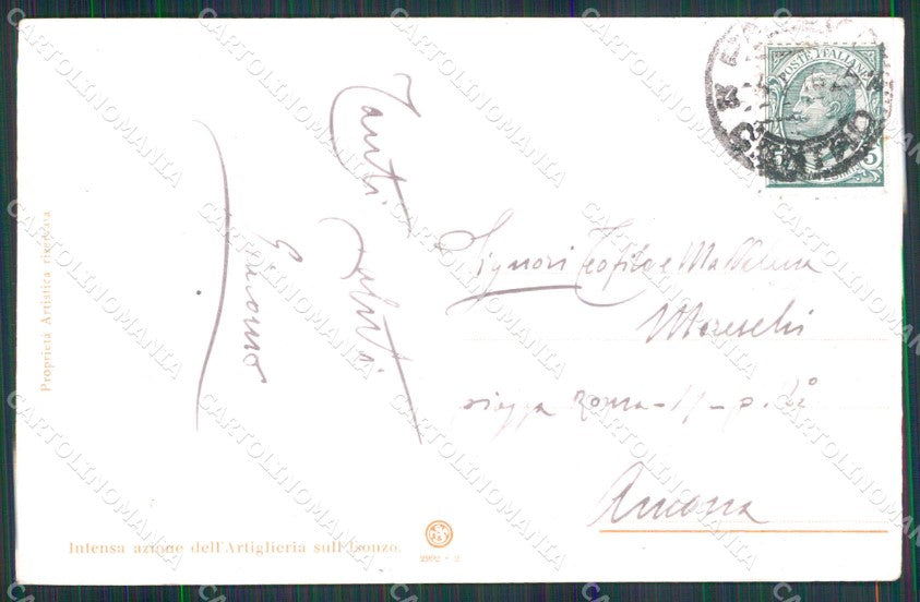 WWI WW1 Italian Propaganda Artiglieria Isonzo Soldati Kella cartolina XF9159 – retro