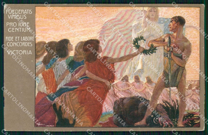 WWI WW1 Italian Propaganda Alleati Flag cartolina XF9167 – fronte