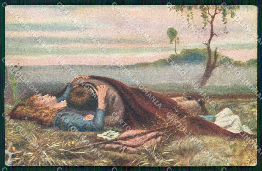 Artist Signed Couple Arte Russa cartolina XF9170 – fronte