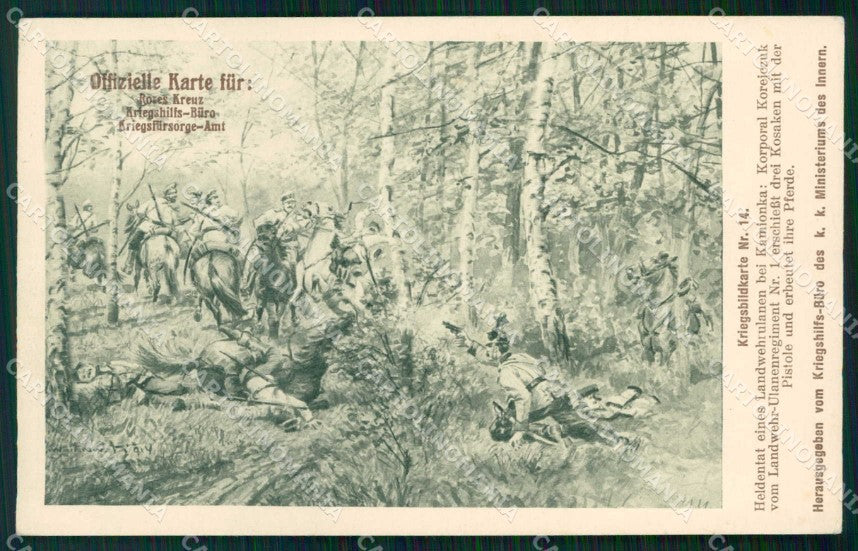 WWI WW1 Austrian Propaganda Soldiers Cossack Russia cartolina XF9209 – fronte
