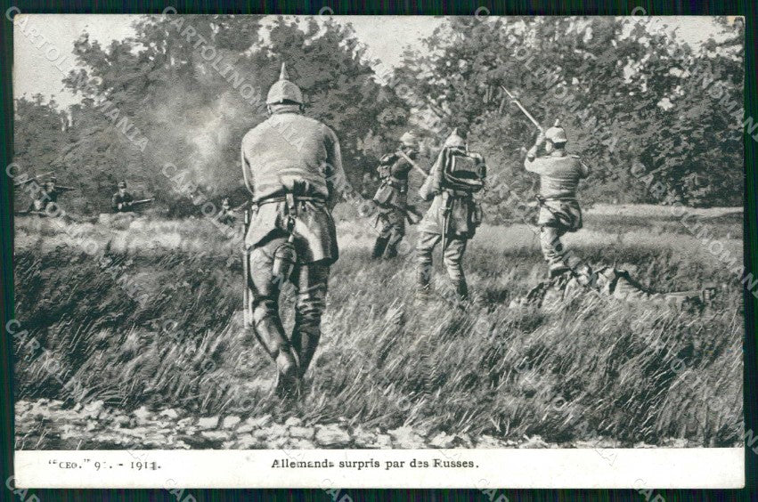 WWI WW1 French Propaganda German Russian Soldiers cartolina XF9211 – fronte