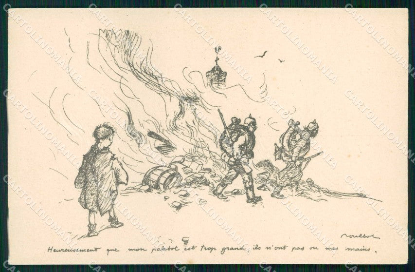 WWI WW1 French Propaganda Francisque Poulbot 16 cartolina XF9213 – fronte
