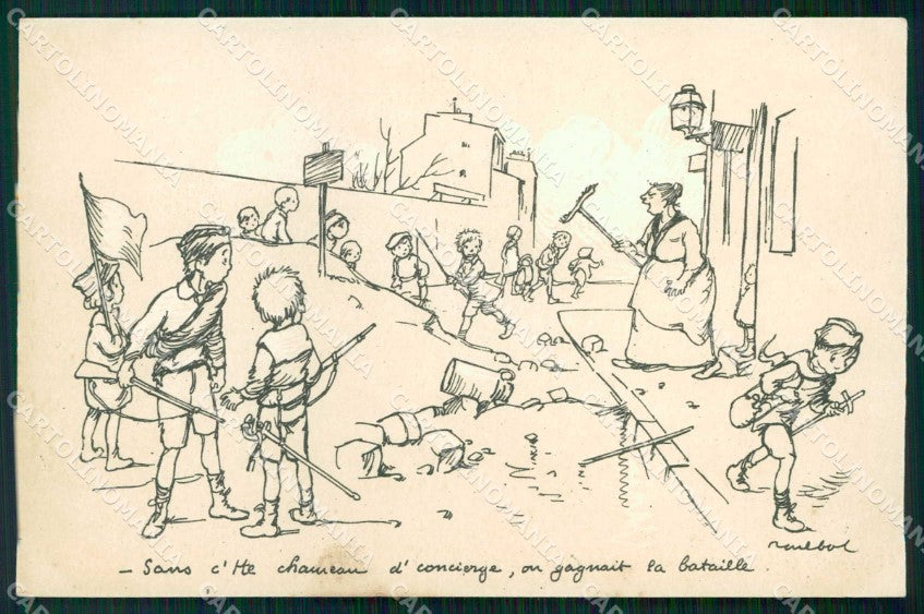 WWI WW1 French Propaganda Francisque Poulbot 17 cartolina XF9214 – fronte