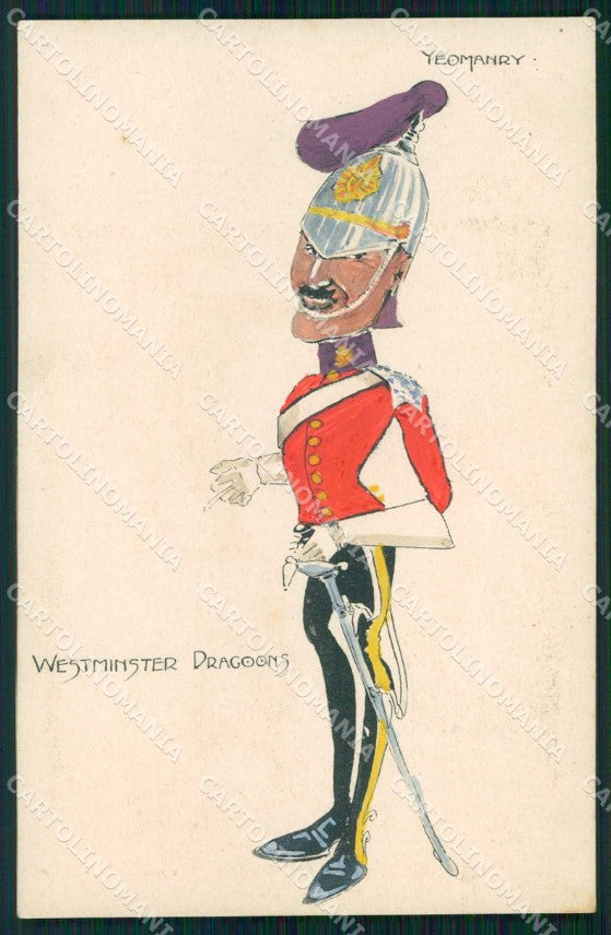 Military Soldier Uniform British Army Hand Painted signed V. R. cartolina XF9228 – fronte