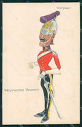 Military Soldier Uniform British Army Hand Painted signed V. R. cartolina XF9228 – fronte