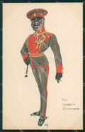 Military Soldier Uniform British Army Hand Painted signed V. R. cartolina XF9229 – fronte