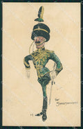 Military Soldier Uniform British Army Hand Painted signed V. R. cartolina XF9230 – fronte