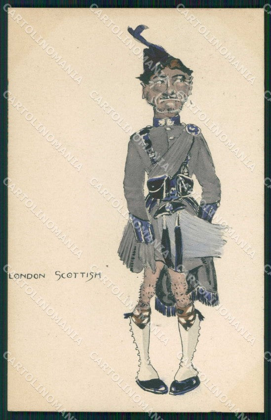Military Soldier Uniform British Army Hand Painted signed V. R. cartolina XF9231 – fronte